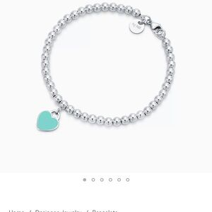 Tiffany & Co. Silver Beaded Bracelet with Turquoise Heart Charm